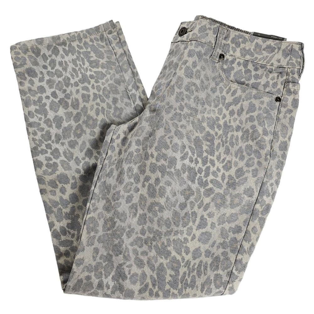 NWT Chico's Jeans Chicos Size 0.5 Womens Size 6 Platinum Cheetah Ankle Tan Brown